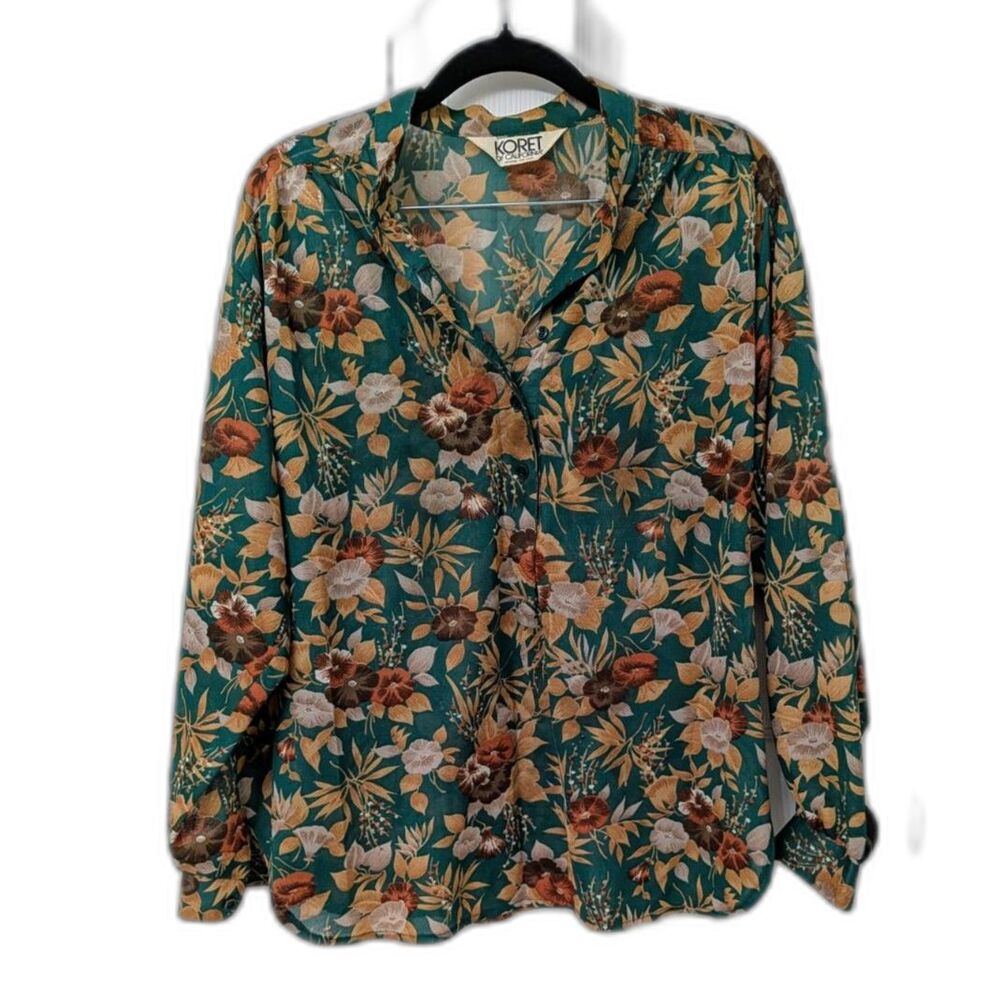 Vintage Koret of California Sheer Floral Blouse | Size Large